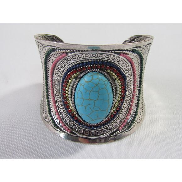 Chico's Brass Black Bead Cuff Bracelet Wrist size 6 Whisygoth Rave Novelty Open - Picture 1 of 7